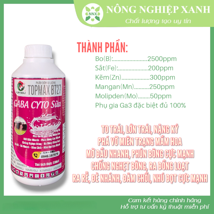 GABA SỮA CYTO chai 500ml - Phân bón vi Lượng (To trái, Đâm chồi, Đẻ nhánh, Ra Rễ)